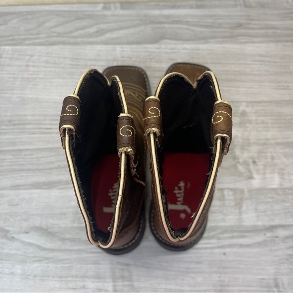 Justin Gypsy Mandar Brown Leather Square Toe 8” Western Cowgirl Boot Size 6B - Picture 9 of 16